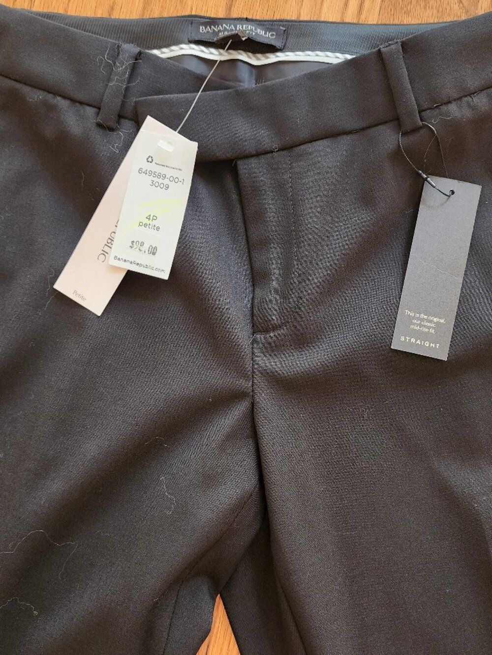 NWT Banana Republic Martin Fit Straight Leg Pants Black 4P Wool Blend Trousers